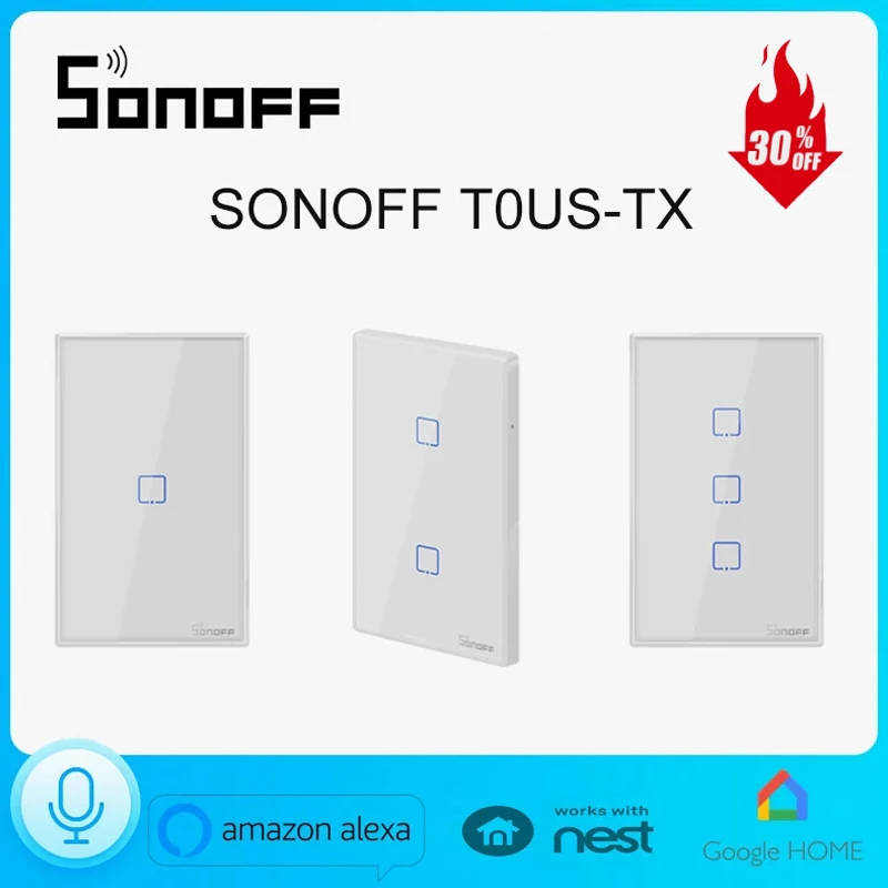 

Умный выключатель SONOFF T0 серии US TX, модули автоматизации для дома, настенные выключатели с поддержкой Wi-Fi, совместимы с EWelink Google Home Alexa