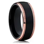 Роскошные ювелирные аксессуары мужские 8 мм вольфрамовое кольцо розовое золото черный матовый нержавеющая сталь свадебные кольца для мужчин удобная посадка