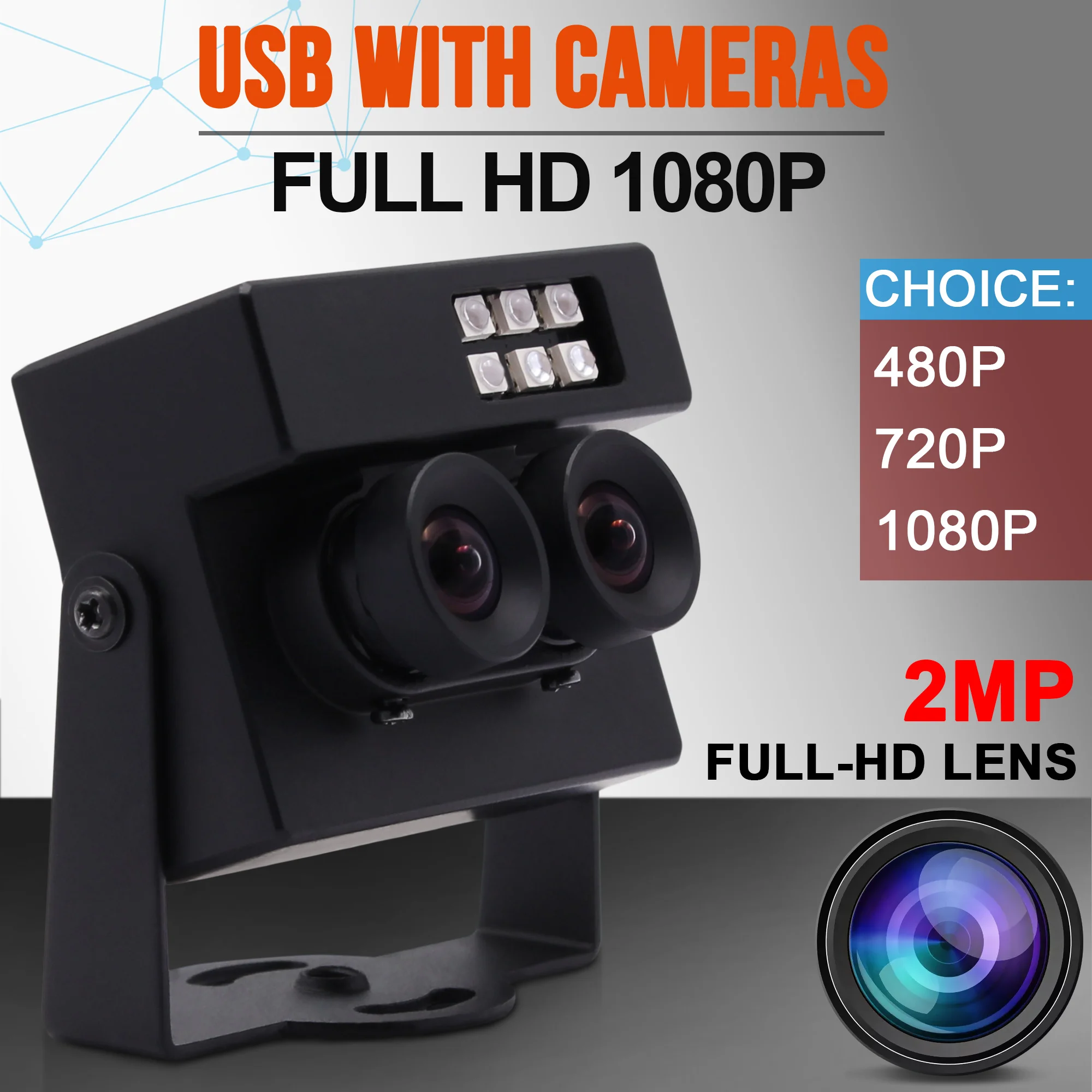 Камера с двойным объективом USB2.0 2 Мп HD 1080P OTG UVC Plug Play RGB B/W инфракрасная USB веб камера