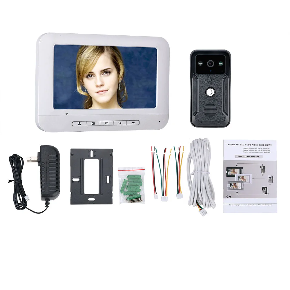 

Video Doorbell 7 Inch Video Door Phone Doorbell Intercom Kit 1-Camera 2-Monitor Night Vision Sicurity Camara Monitor Panel