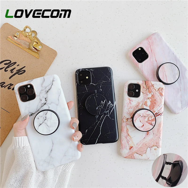 

Чехол для телефона LOVECOM с геометрическим рисунком под мрамор и подставкой, мягкий бампер для iPhone 14, 13 Pro, 12, 11 Pro Max, XR, X, XS Max, 7, 8 Plus