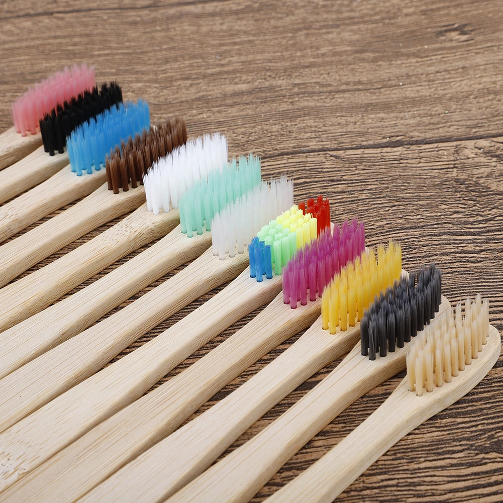 10 видов цветов портативная мягкая Экологически чистая деревянная зубная щетка с