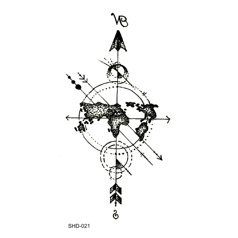 Три стиля серый цветок/Компас/Цветочная фея/Белый Кот водостойкие Временные