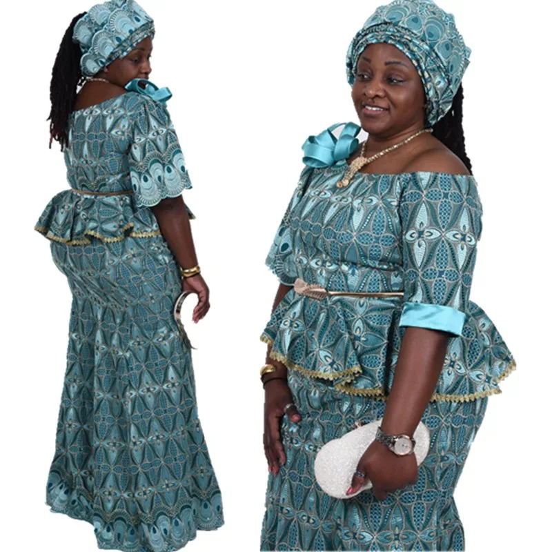 Кружевная синяя Высококачественная нигерийская африканская сухая кружевная