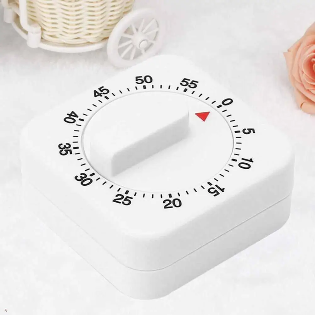

New Style Novelty White Square 60-Minutes Mechanical Timer Reminder Counting for Kitchen Cooking Supplies Accessories