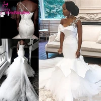 african wedding dresses 2020 one shoulder mermaid beaded lace up plus size bridal gowns bride dress robe de mariee