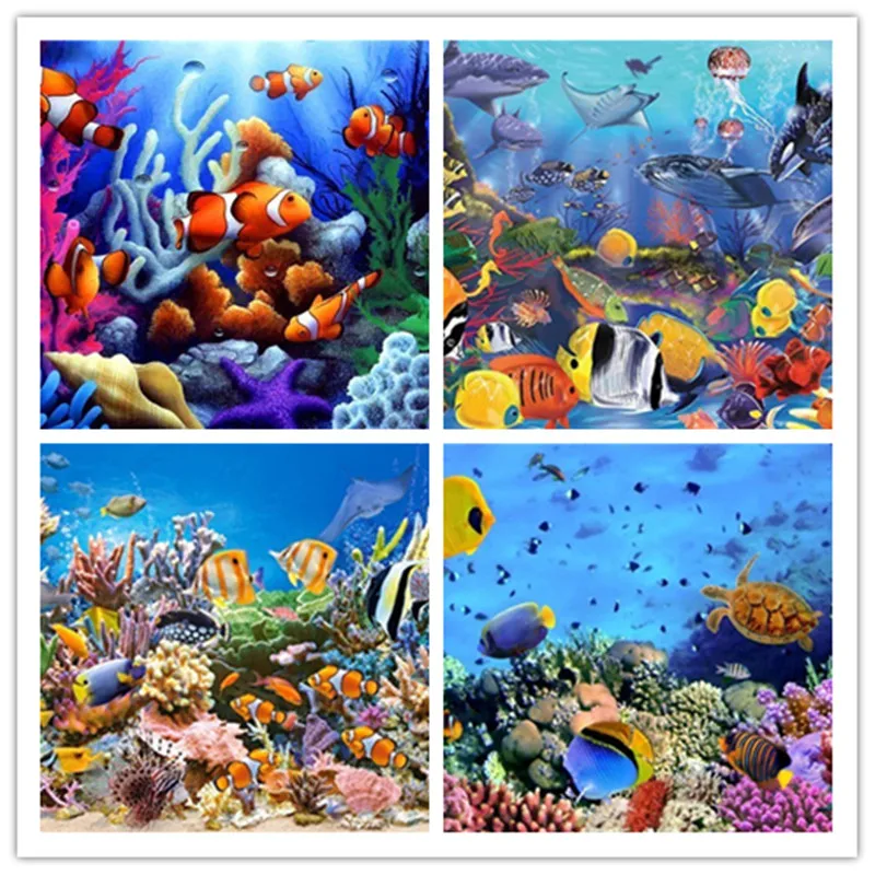 Алмазная вышивка Подводные Животные пейзажи мира 5D DIY картина крестиком полное