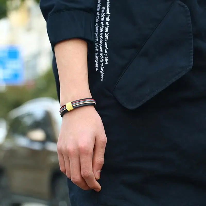 Красочный плетеный веревочный браслет ретро из искусственной кожи браслеты