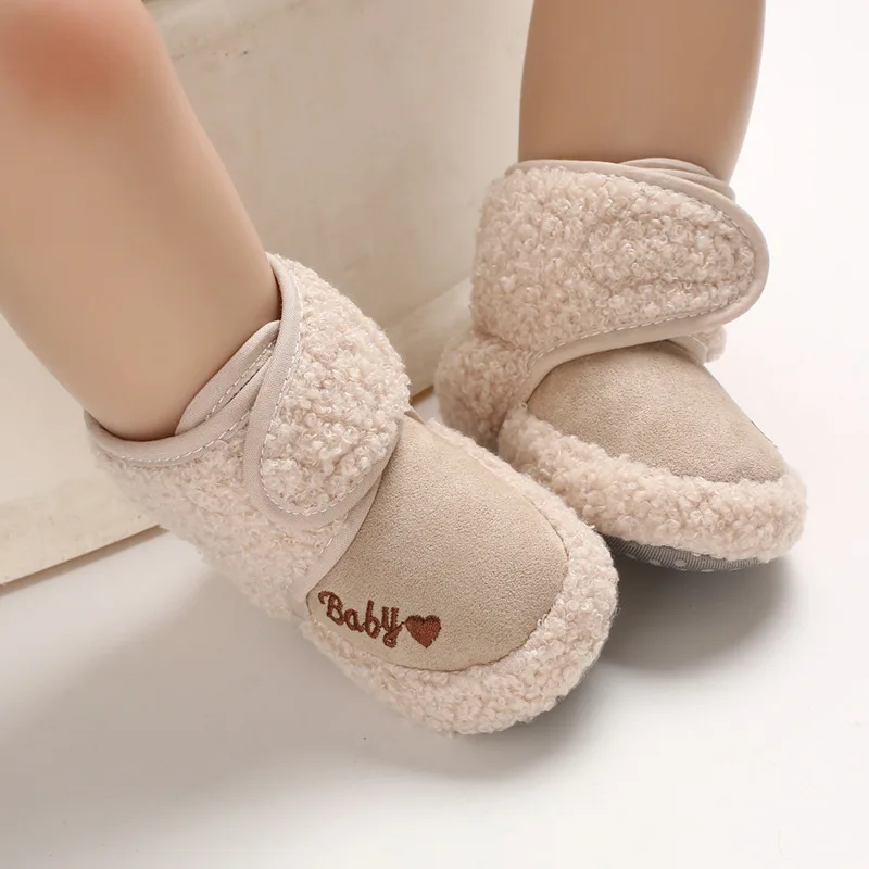 

Infant Baby Boy Girl Shoes Winter hight heel Fluff Fur Warm Shoes Cotton Sole Soft Newborns Toddler First Walkers Crib shoes