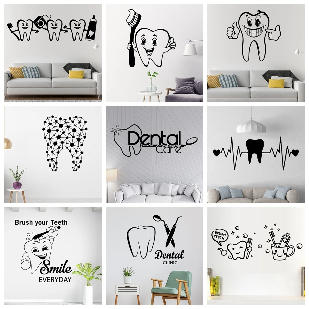 DS68 Dentist Tooth Vinyl Wall Stickers Teeth Decals For Living Room Dental Shop Decoration Hospital Dentist Store Wallstickers