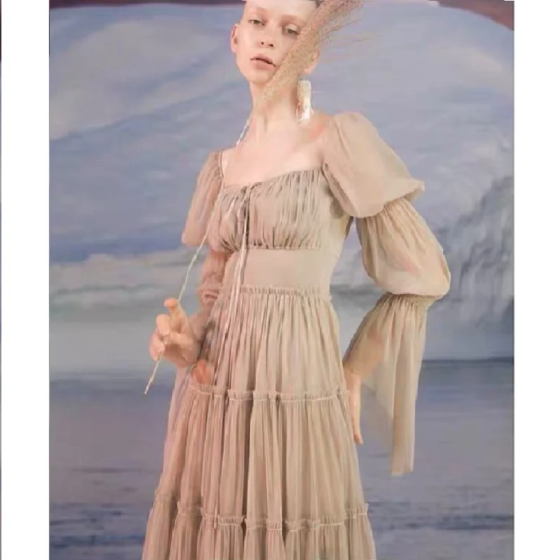 Женское шифоновое платье со складками Элегантное Шелковое облегающее во