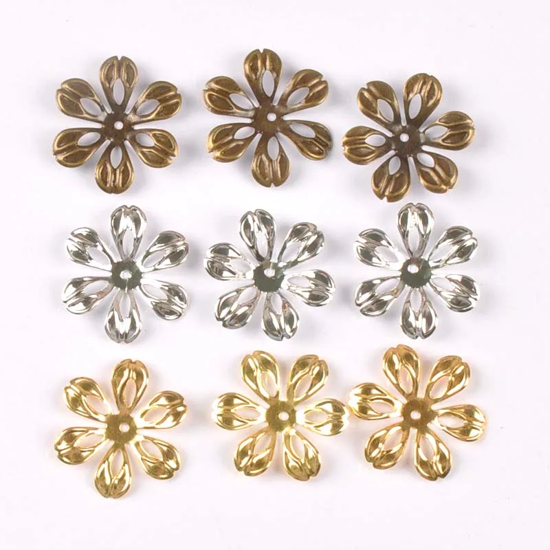 Винтажные розетки с цветами 24 мм обертывают филигранные металлические поделки