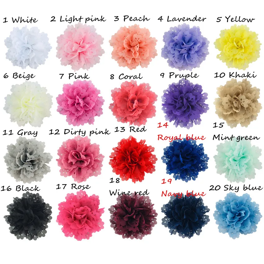 300 шт./лот 4 дюйма большая новая шифоновая ткань полый цветок для маленьких