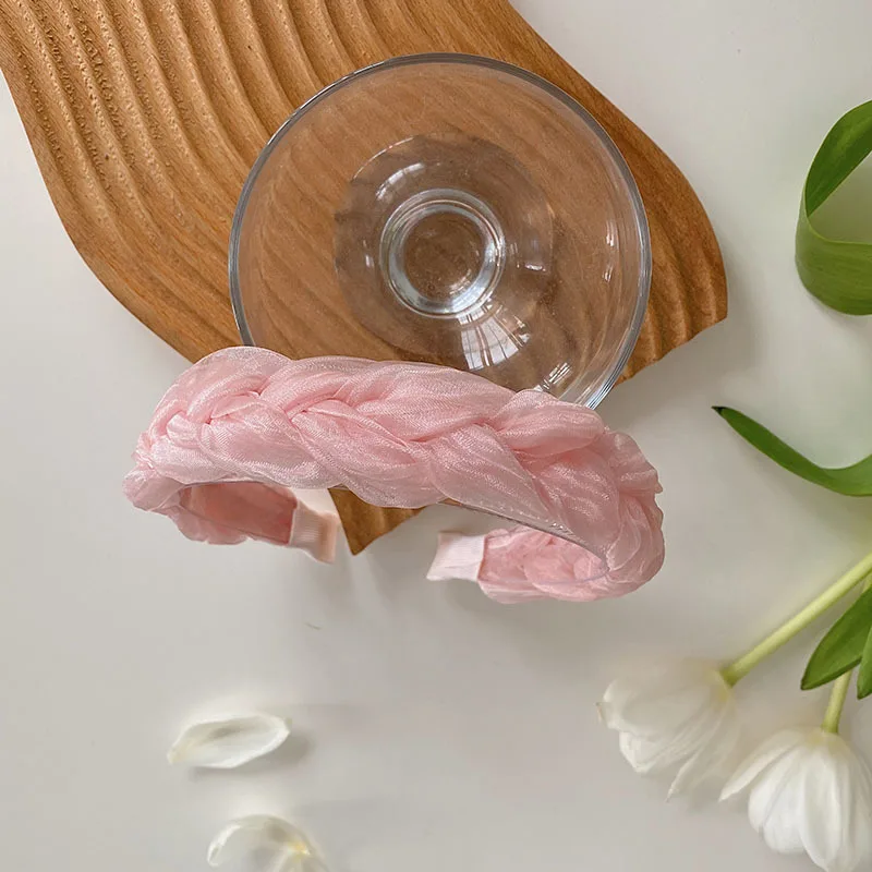 

1Pc Sweet Style Headband Hairpin Woven Mesh Headband Pearl hair band Wide-brimmed Headband Super Fairy Headband Hair band