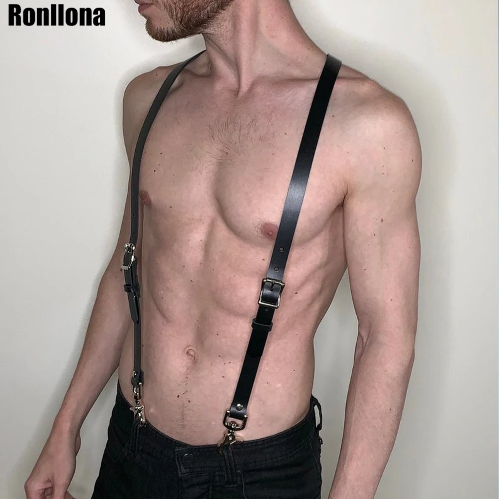 Кожаная портупея Пастельная готика БДСМ человек грудной Бандаж ремень выглядеть