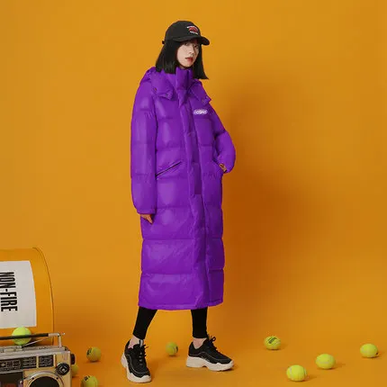 Purple No zipper Зимнее пальто Женская хлопковая куртка новая длинная пуховая хлопковая верхняя одежда однотонная куртка с капюшоном модная утолщенная теплая парка куртка - Цвет: Purple No zipper