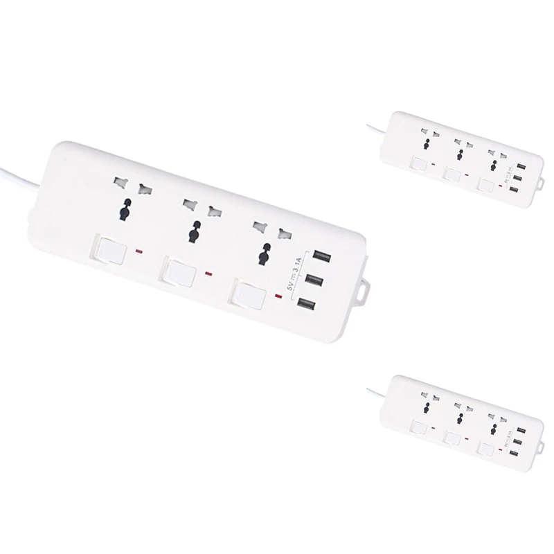 

Power Strip with 3 Outlets Cord for Smartphone Tablets Office EU Plug
