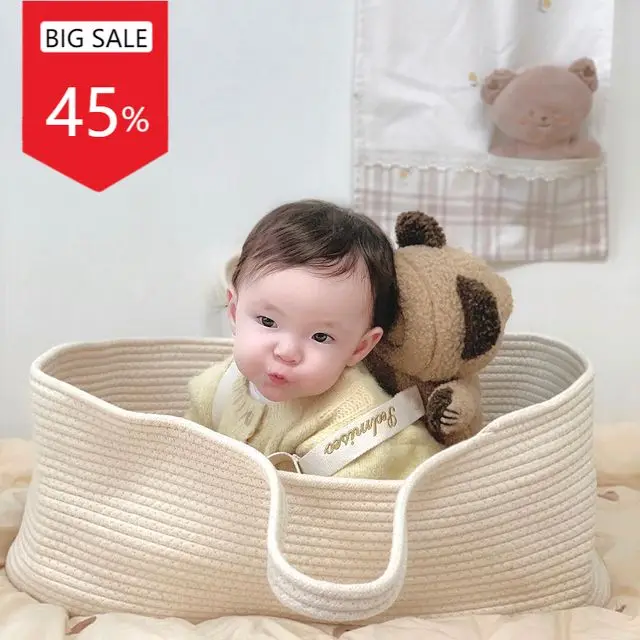 

Baby Moses Basket Sleeping and Mattress Newborn Baby Sleeping Bed Cradle Moses Basket with Stand Travel Bed Co Sleeper