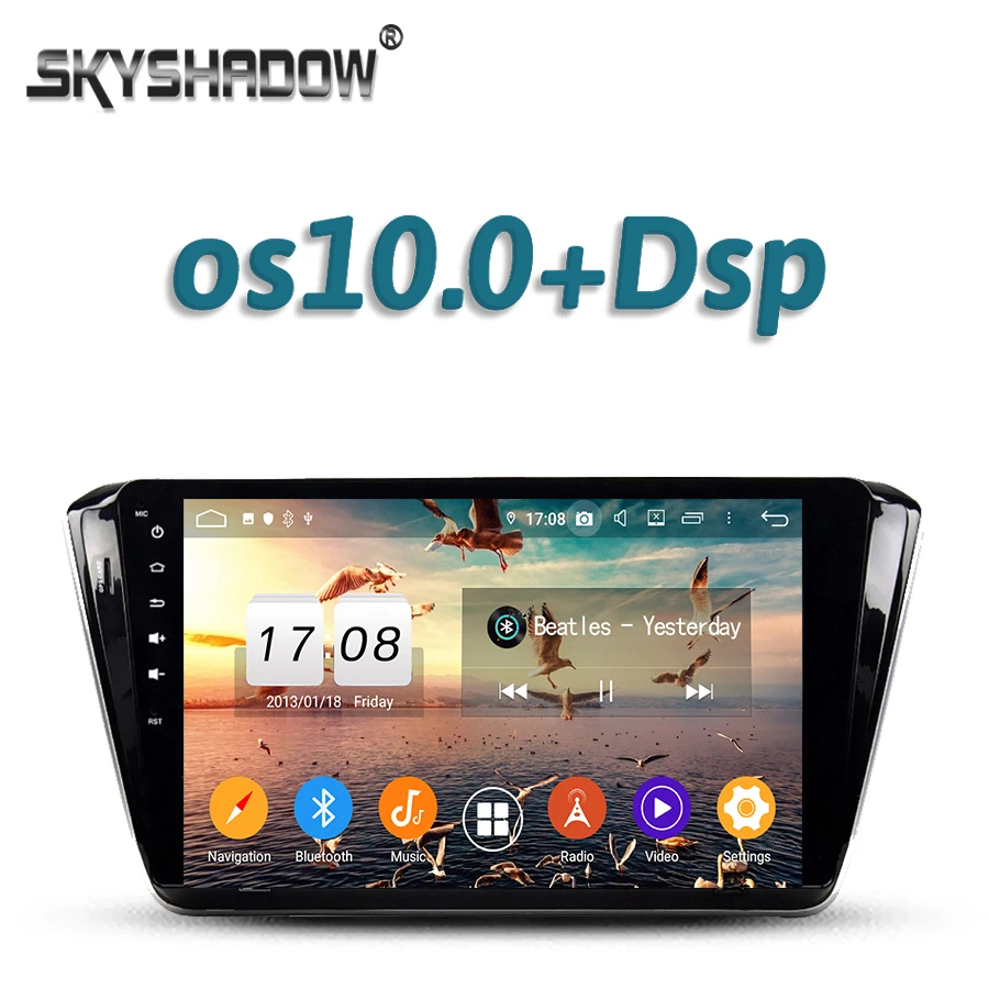 Автомобильный DVD плеер DSP IPS 10 1 &quotAndroid 4 Гб + 32 ГБ GPS карта RDS радио Wi Fi Bluetooth 5 0 для Skoda