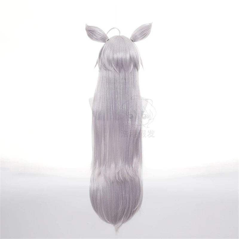 

Uma Musume Pretty Derby Oguri Cap Cosplay Wig Long Grey Straight Wig with Ears Halloween Party Synthetic Hair Heat Resistant