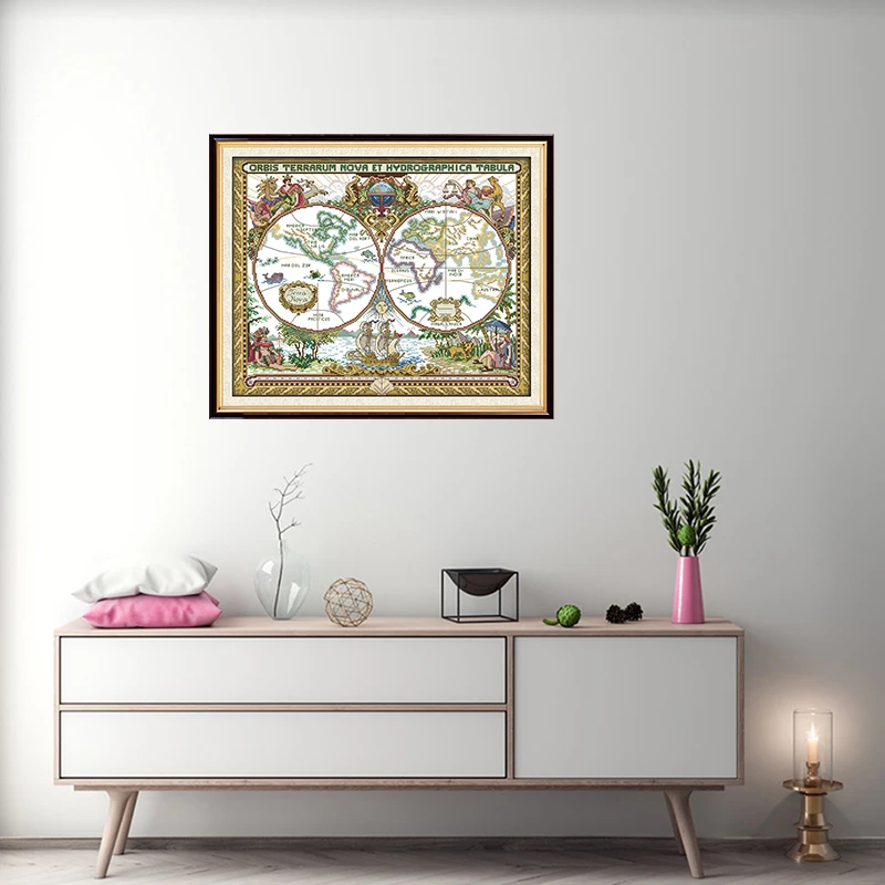 Старая карта мира Сделай Сам китайская рукоделие 11CT14CT Набор для вышивки