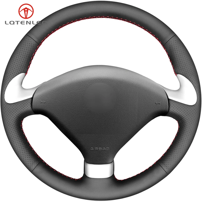 LQTENLEO черный кожаный чехол на руль автомобиля для peugeot 307 CC 2004-2009 307 SW 2004-2009 407 SW 407 2004 SW 2009