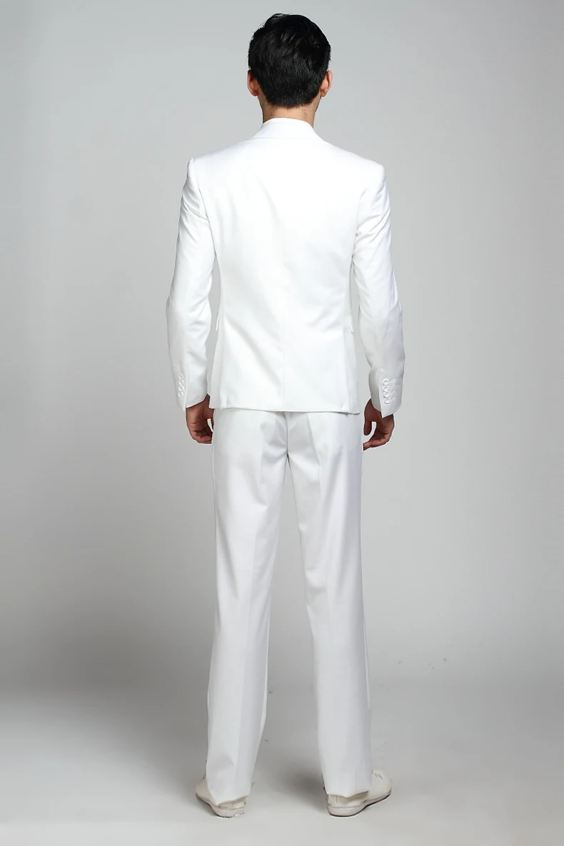 (Пиджак + брюки) мужской смокинг цвета слоновой кости Деловые костюмы тонкие