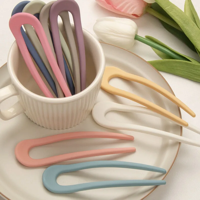 

Fashion Candy Color Hair Sticks for Women Shell Hair Clip Pins Minimalist U Shaped Girls Hairpins Hair Bun Maker Headwear