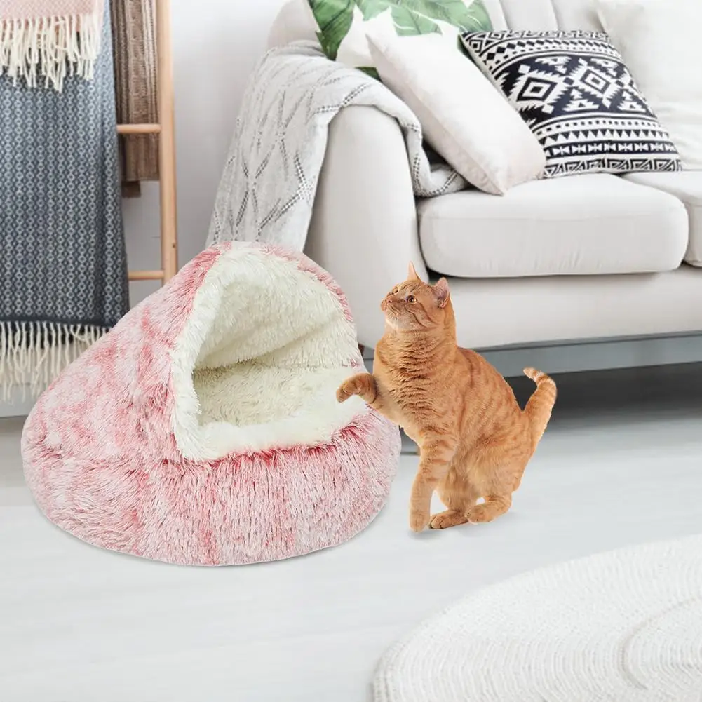 Лежанка для кошки и круглая домашнего использования согревающая пушистая