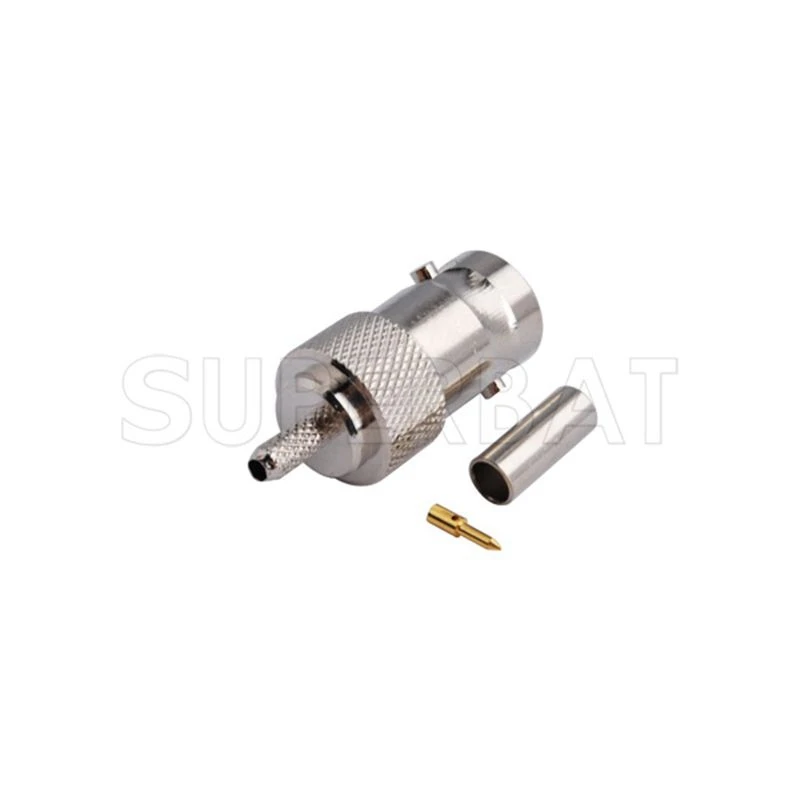 Superbat 10pcs BNC Crimp Female with Double pin Connector for Cable RG316,RG174.LMR100,RG188