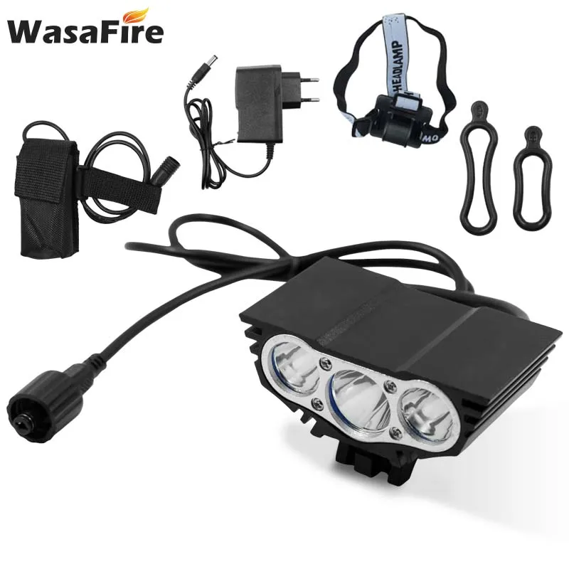 

WasaFire 5000lm Bicycle Light 3x XM-L T6 LED Bike Front Light Cycling Head Lamp MTB Headlight with 6400mAh Battery + Charger