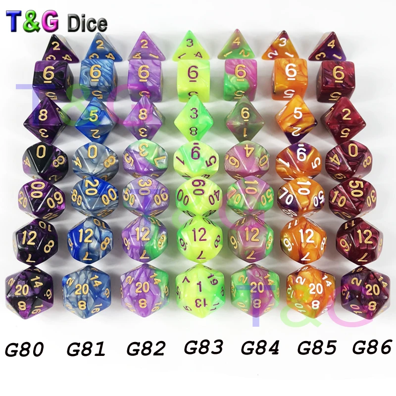 Набор из 7 кубиков разных цветов для игр D &amp RPG походов путешествий детских