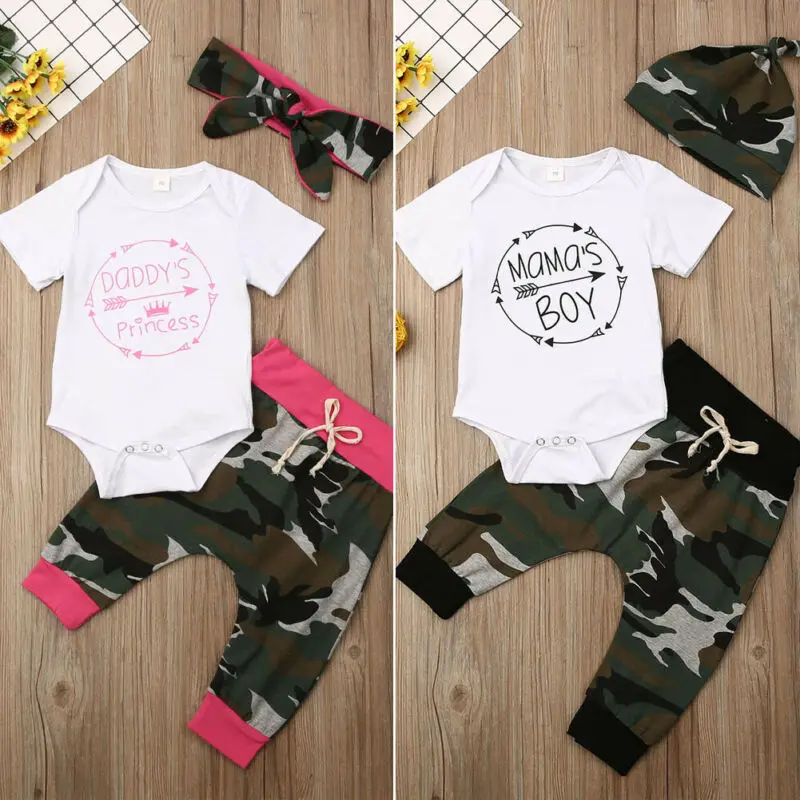 Pudcoco Brand New Newborn Toddler Baby Girl Boy Romper Tops Camo Print Pants Home Outfit Set Clothes | Детская одежда и обувь