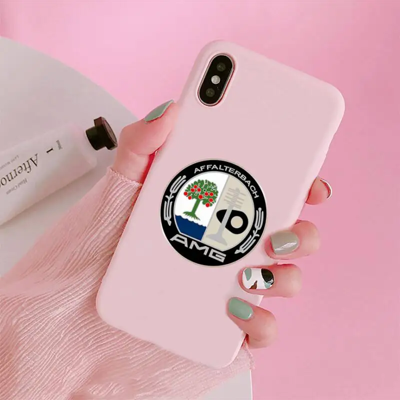 

Mercedes Benzs AMG Phone Case For iphone 12 11 Pro Max Mini XS 8 7 6 6S Plus X SE 2020 XR Matte Candy Pink Silicone cover