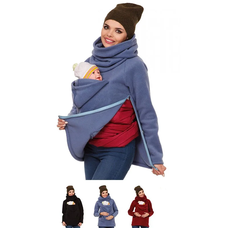 20213 In 1 Multi - Functional Mother Kangaroo Sweater Autumn Winter Maternity Women &#39;s Clothing Thickened Pregnancy Wearing Coat