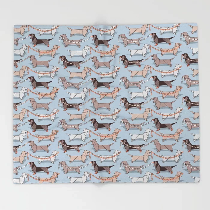 

Dachshund Cartoon Throws for Sofa Cute Kids Design Origami Dachshunds Blankets Christmas Decorations for Home Custom Blanket