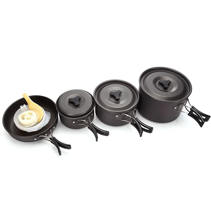 4-5 Peoples Camping Cookware Travel Tableware Outdoor Cooking Set Picnic Backpacking Bowl Pot Pan Utensils Cutlery | Спорт и