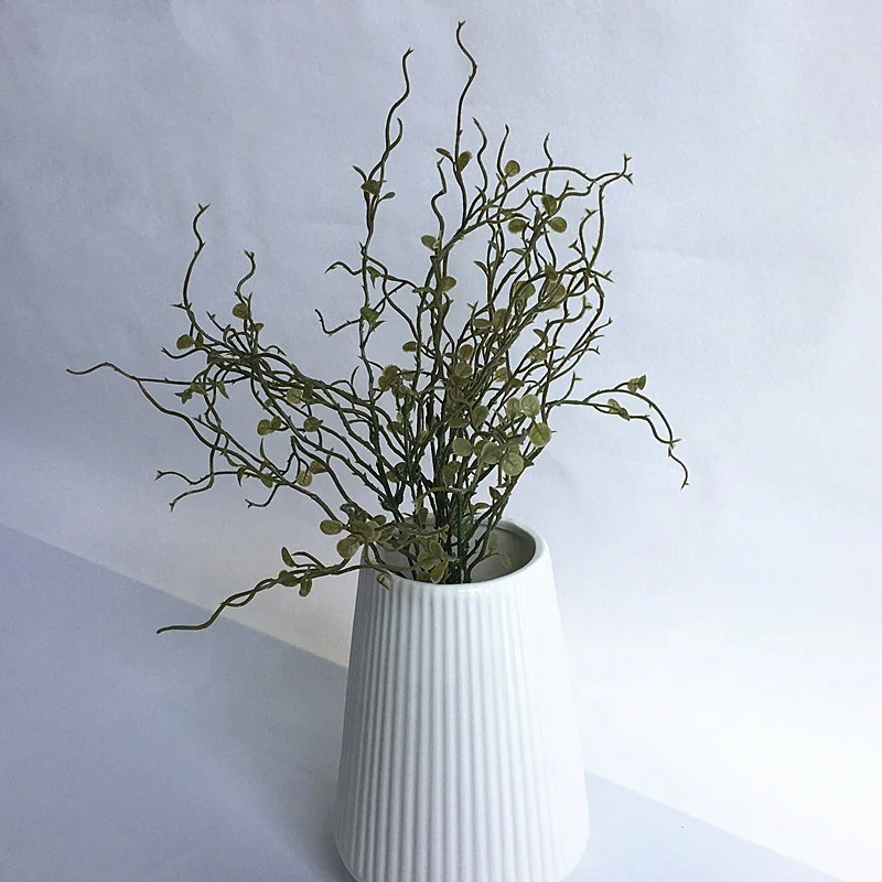 Искусственная зелень пластик 7 вилка листья розы листва ветви домашний стол