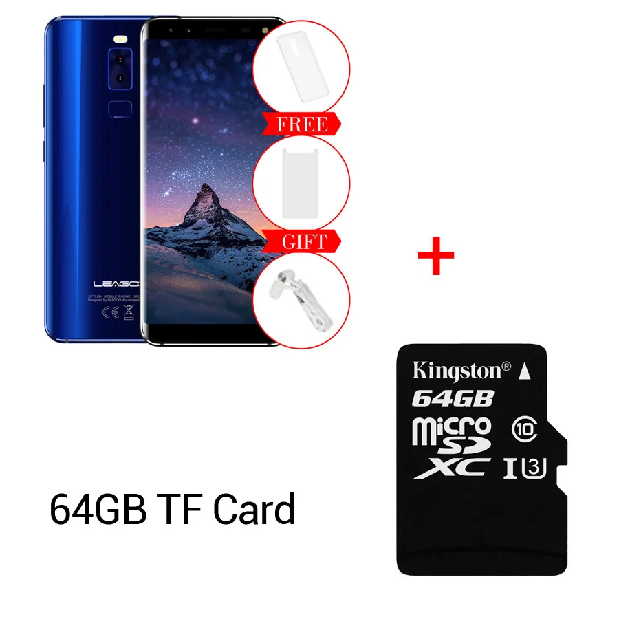 Leagoo S8 18:9 дисплей 5,7 ''HD MT6750T Восьмиядерный Android 7,0 3 ГБ ОЗУ 32 Гб ПЗУ отпечаток пальца 13 МП 4 камеры мобильный телефон - Цвет: Blue N 64GB Card