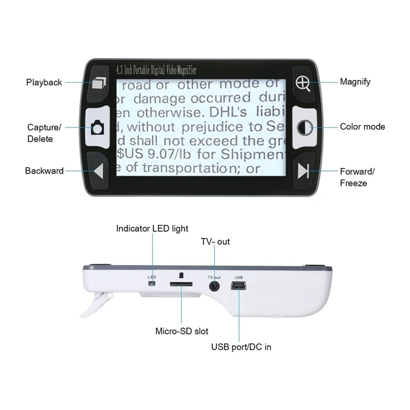 

Video nifier, 4.3-Inch 6X-16X Mobile Portable Digital nifier Handheld Electronic Reading Aid EU Plug