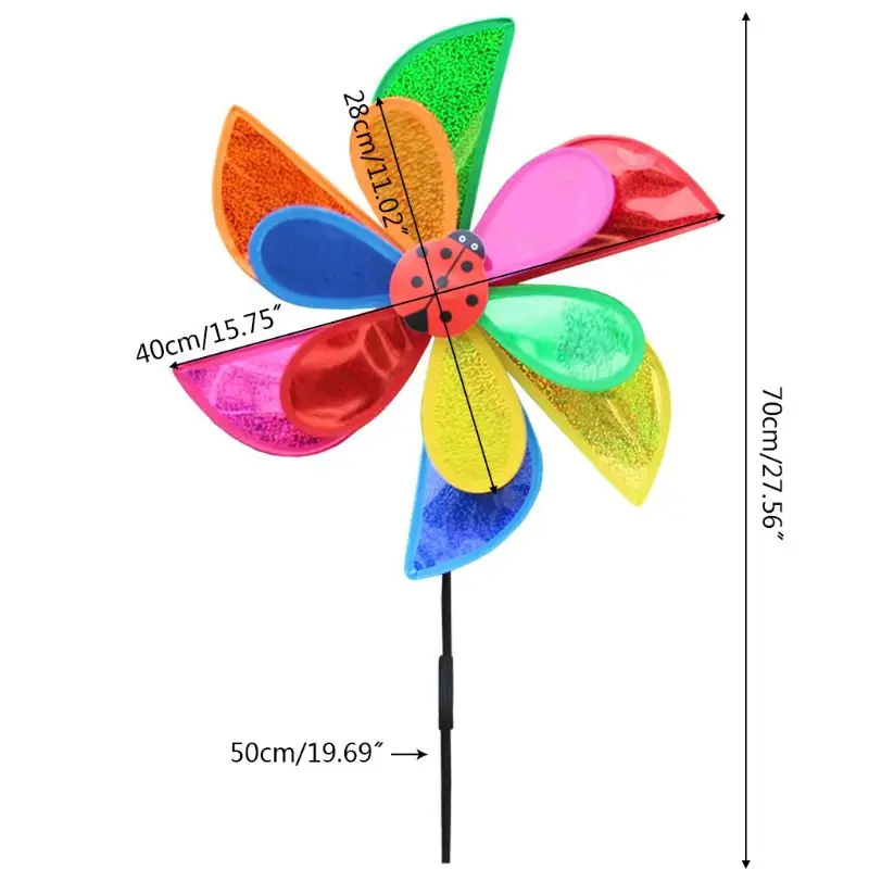 

Double-layer Flange Sequins Windmill Wind Spinner Home Garden Yard Decoration