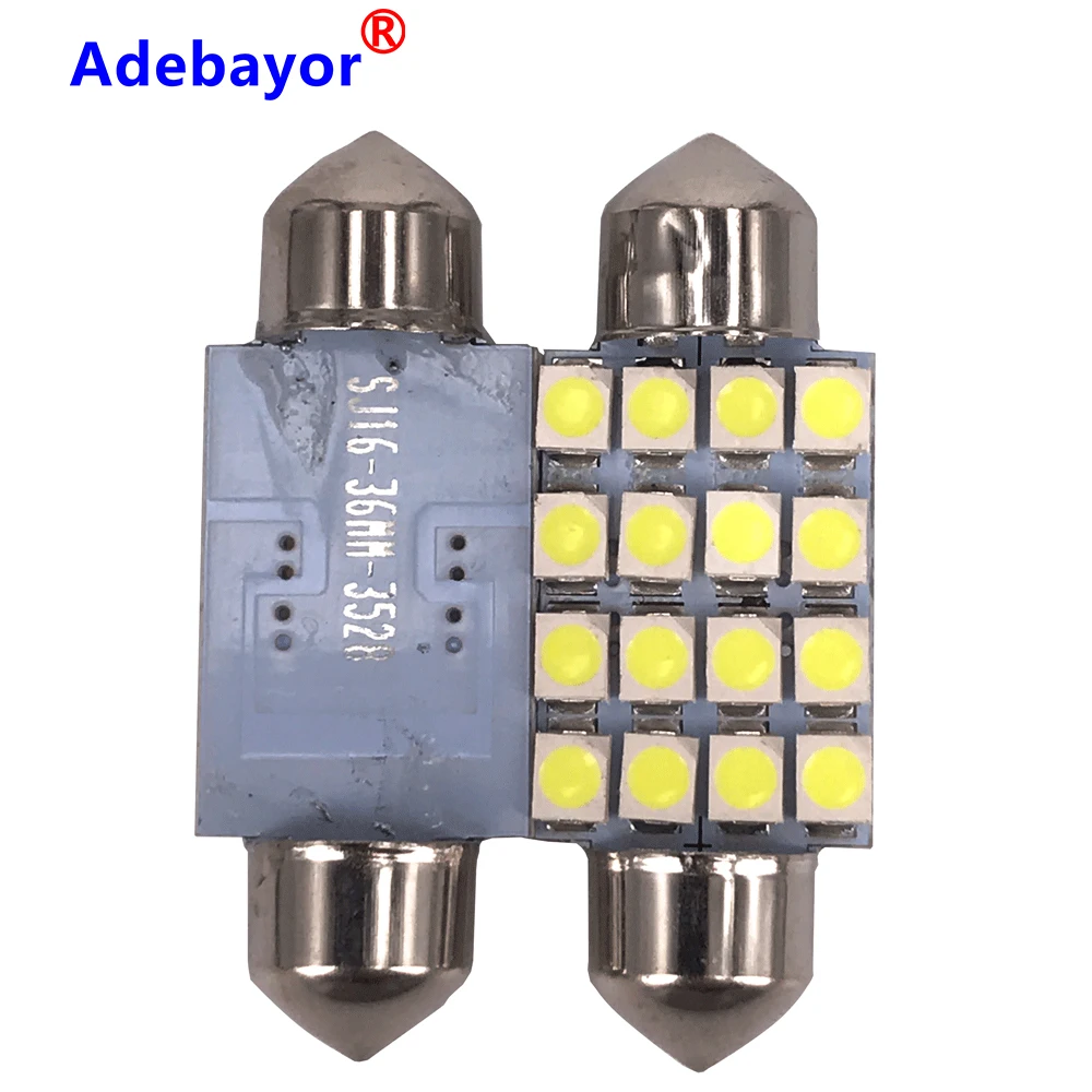 Adebayor 500pcs 31mm 36mm 39mm 41mm 3528 1210 SMD 16 LED Car Auto Festoon Dome Interior Map Lights Bulb Lamp for DC 12V | Автомобили и