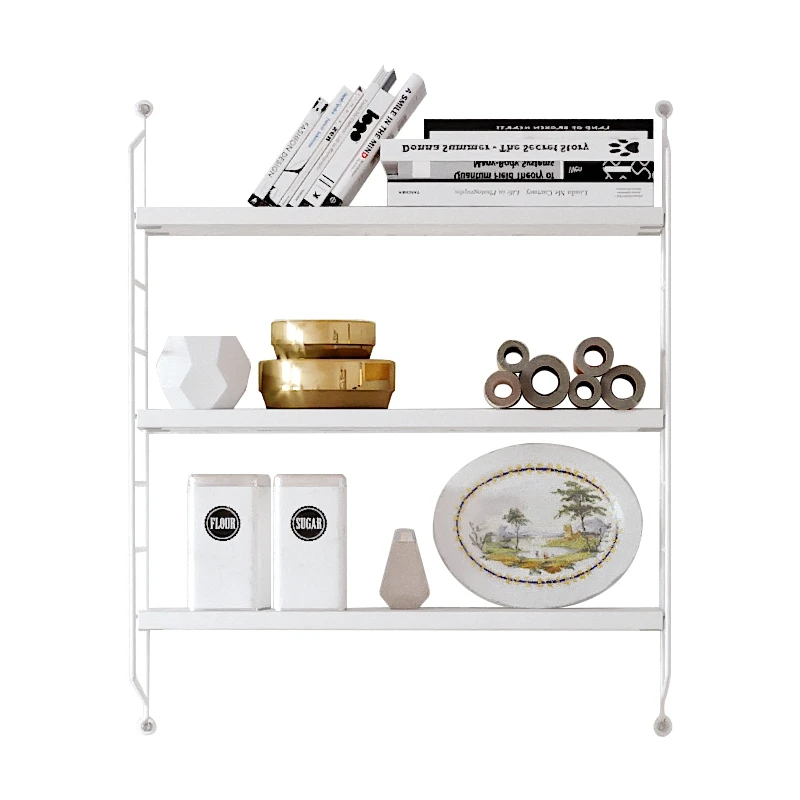 Nordic string wall hanging racks wrought iron multi-layer bookshelf living room TV decoration free combination | Дом и сад