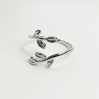 trendy finger ring silver 925 jewelry leaf shape adjustable rings accessories for women wedding party promise gifts wholesale