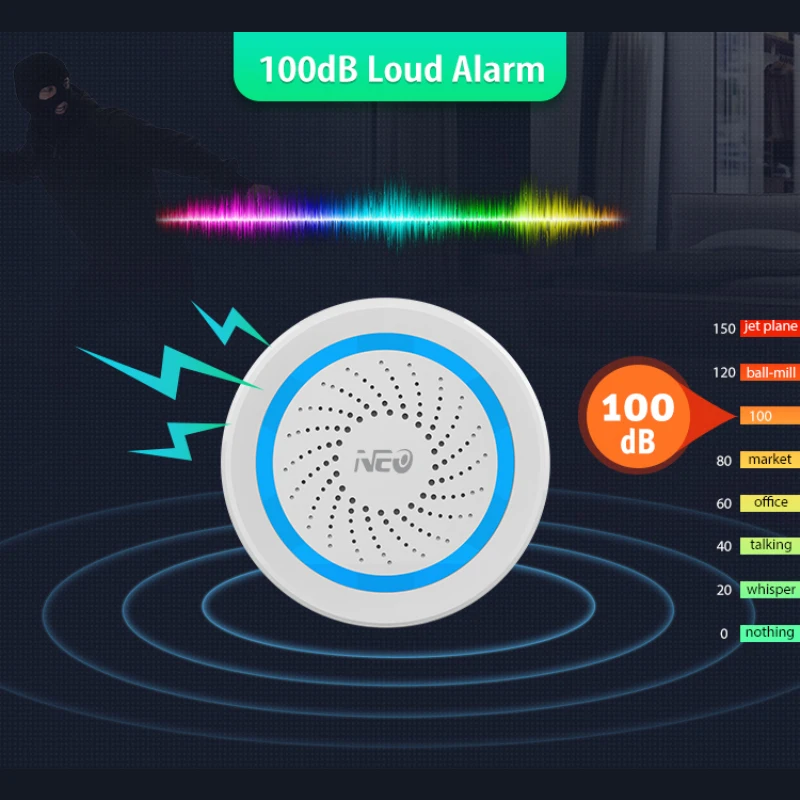 

NAS-AB02Z Smart Home Z-Wave USB Siren Alarm Sensor Compatible With 300 Series 2 Power Supply Smartphone APP Alexa Google Home