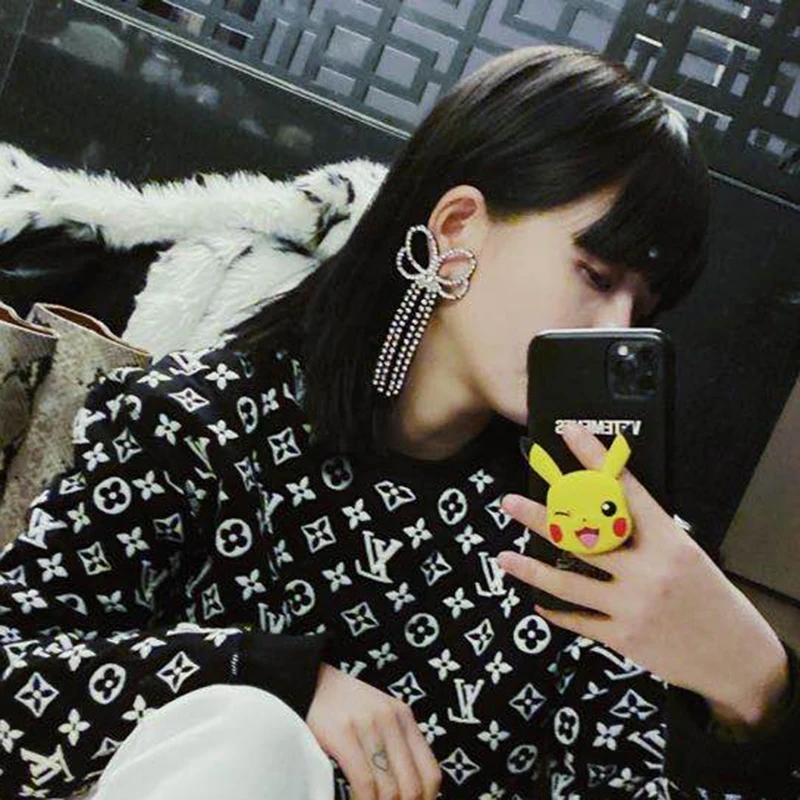 Женские стеклянные серьги с кисточками и кристаллами большие висячие Висячие