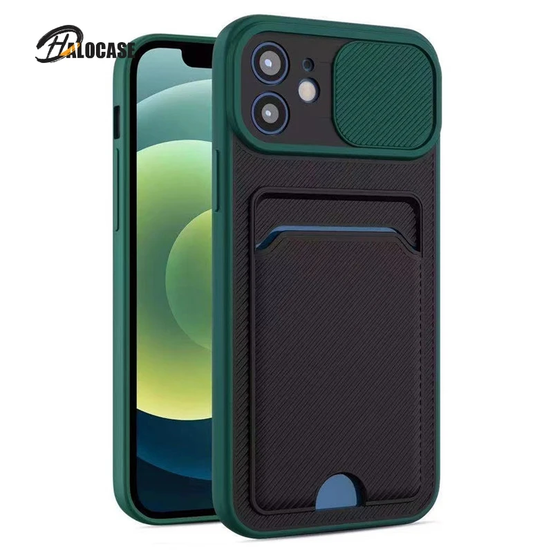 

For iPhone 13 Pro Max Hit Color Push Pull Card Slot Case For iPhone 12 11 Pro Max X XR XS Max 7 8 Plus Shockproof Bumper Cover