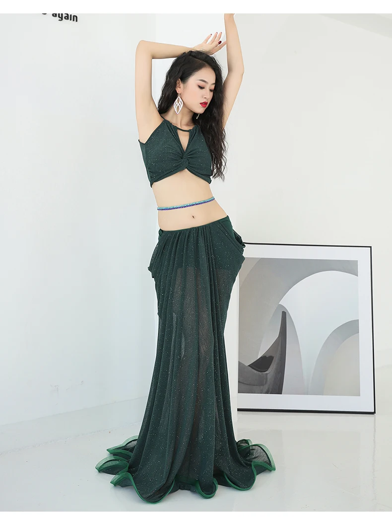 Новый стиль сексуальный топ для танца живота + юбка с рыбьим хвостом 2 предмета