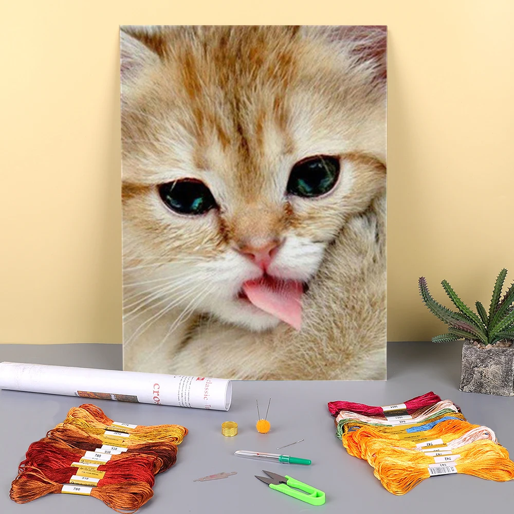 

Сумка с изображением кошки с предварительно нанесенными надписями 11CT, перекресная строчка, Набор для вышивания DMC Темы ремесло Вязание деко...