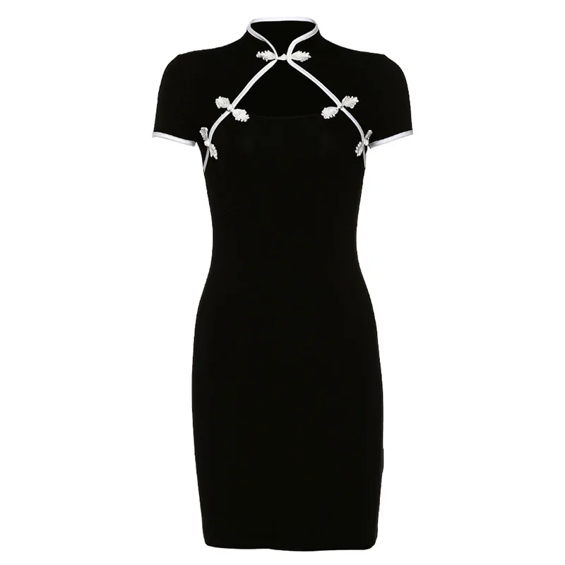 Женское винтажное платье с разрезом однотонное свободное круглым вырезом и